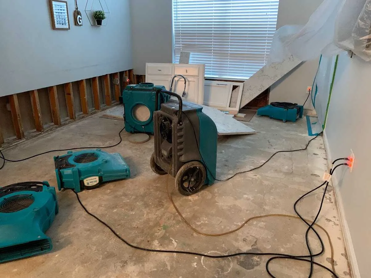 Dehumidifier in flood-cut room for Water Extraction & Removal in Clarkston